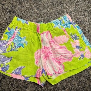Lilly Pulitzer Lime Green Floral High Waist Shorts